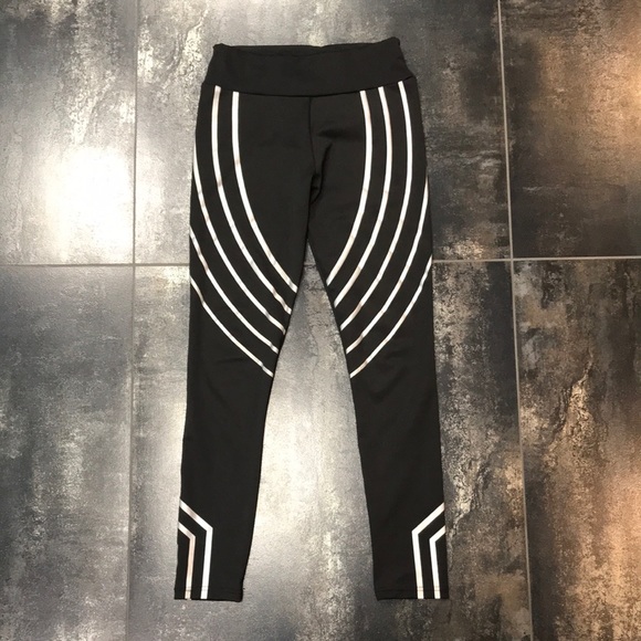 NWOT Black Leggings with Silver/Holographic Detail, Sz. S/M - Picture 4 of 10